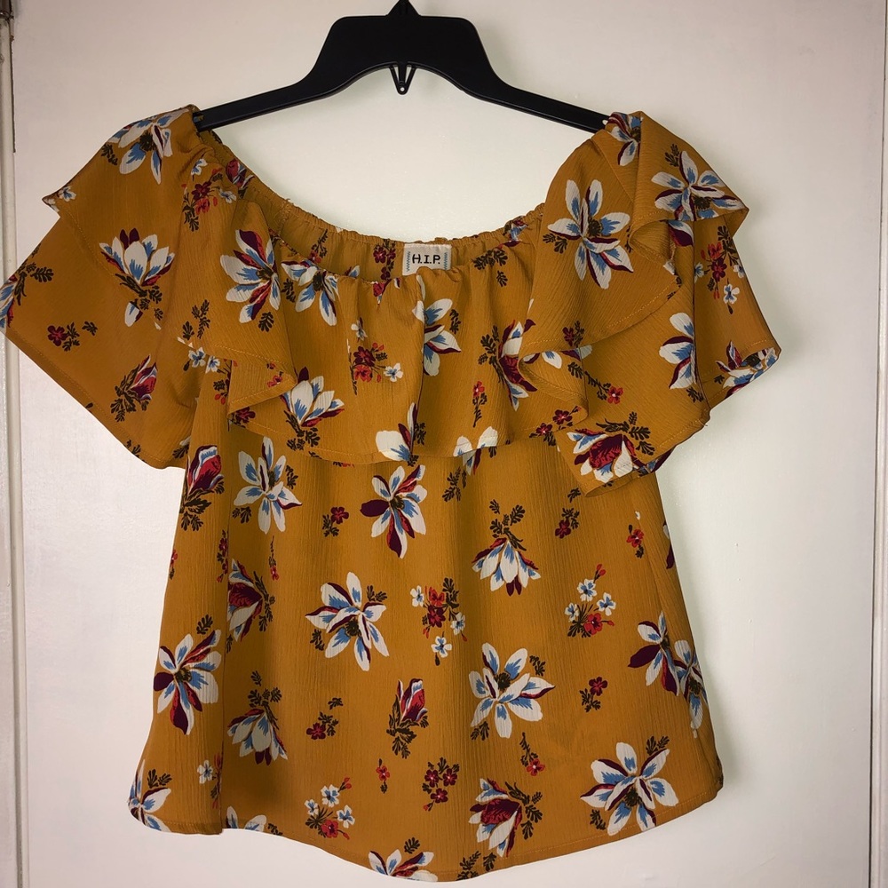 Off shoulder floral blouse